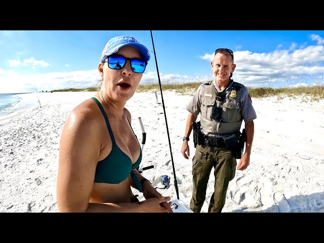 Girl goes SURF FISHING when THIS HAPPENS….