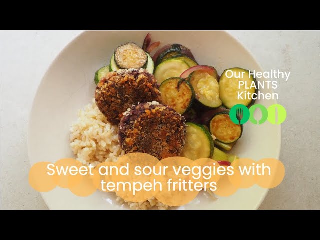 *VEGAN COOKING* Sweet and sour veggies with tempeh fritters