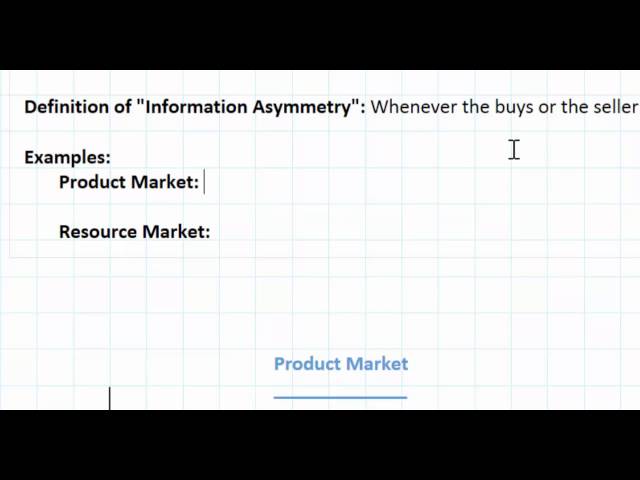 Asymmetric Information as a Market Failure - part 1