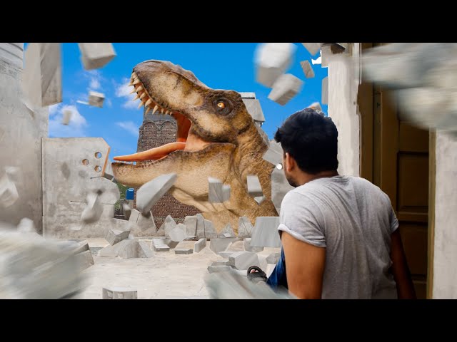 T Rex in City Fan-Made Film | Most Dramatic T-rex attack | Huzi Films