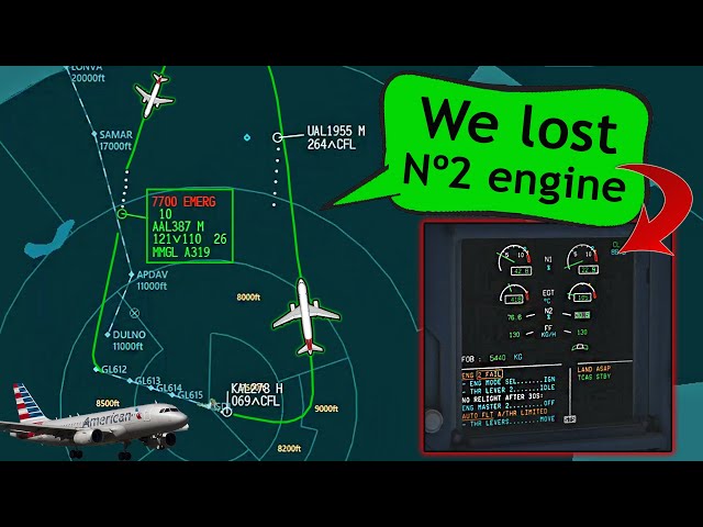 American A319 has ENGINE FAILURE DURING CLIMB | Emergency Return