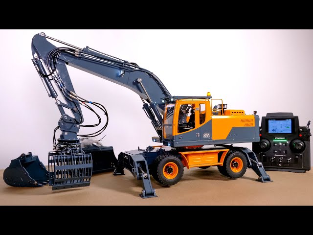 UNBOXING LESU ET30H AOUE RC HYDRAULIC WHEELED EXCAVATOR VOLVO REPLICA, RTR, SOUND, LIGHTS, SMOKE