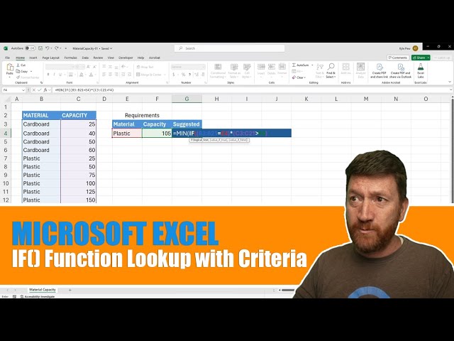 Microsoft Excel's IF() Function Lookup