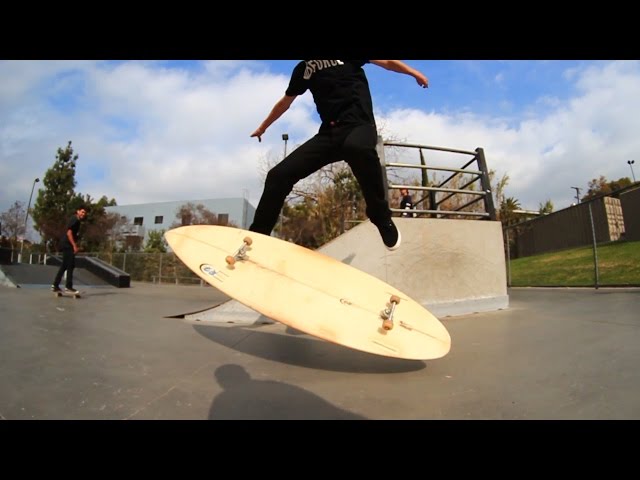 KICKFLIPPING A SURFBOARD AT A SKATEPARK?! | SKATE EVERYTHING EP 10