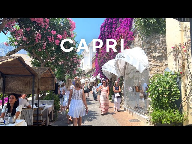 [4K]🇮🇹Italy Summer Evening Walk: Center of Capri, Belvedere Tragara, Dinner at Le Botteghe🍷🦐 2022