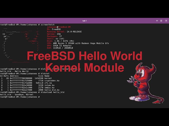Write a Hello World Kernel Module for FreeBSD