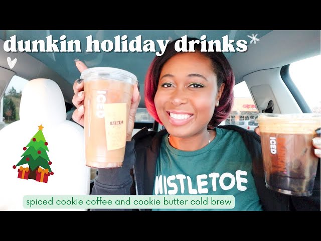 Trying Dunkin Donuts Holiday Drinks 2023 | NEW Spiced Cookie Coffee and Loaded Hash Browns