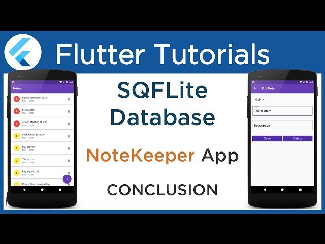 Flutter SQLite Database Tutorial using SQFLITE plugin: Finishing Touches #4.9