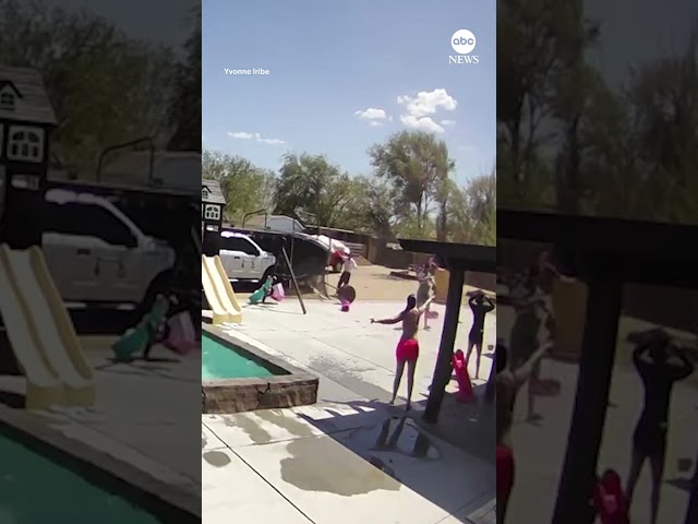 Dust devil lifts inflatable jumper 100 feet into air