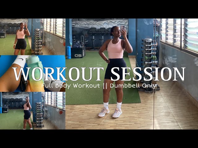 Dumbbell full body work out || simple lightweights workout|| your girl tried to do pushups😹