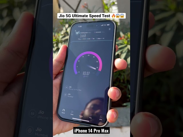 Jio 5G Ultimate Speed 😱😱 iPhone 14 Pro Max 5G Test🔥 #iphone #jio #jio5g