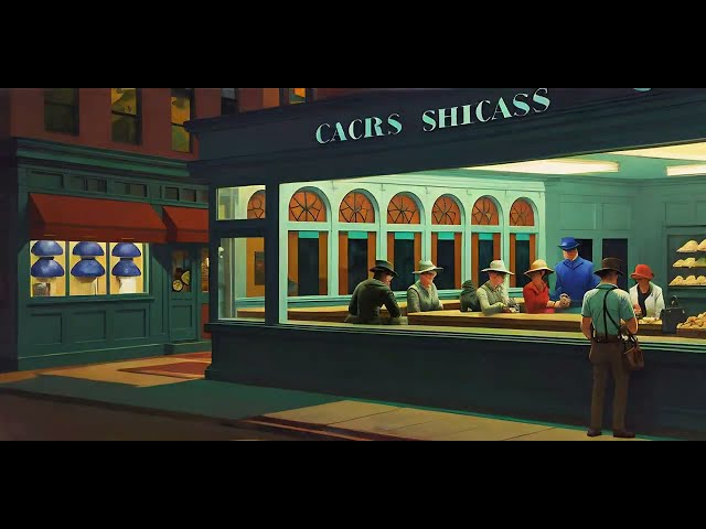 Nighthawks - by artist Edward Hopper-Brought to LIFE in Ai!