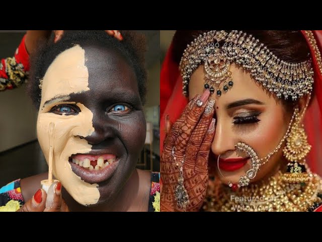 Вирусное 😱 преображение макияжа индийской невесты 💉🔥 Самоучитель п макияжу 😳👆