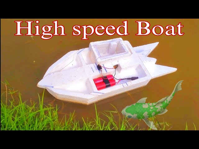High speed Mini Electric Boat Using DC Motor And Thermocol sheet