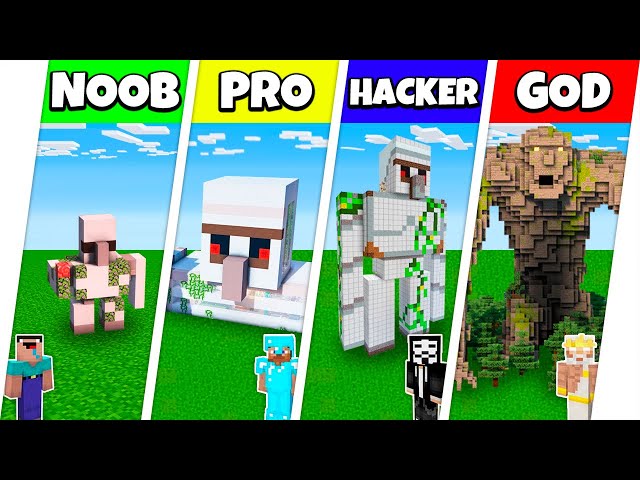 Minecraft Battle: NOOB vs PRO vs HACKER vs GOD: INSIDE GOLEM BASE HOUSE BUILD CHALLENGE / Animation