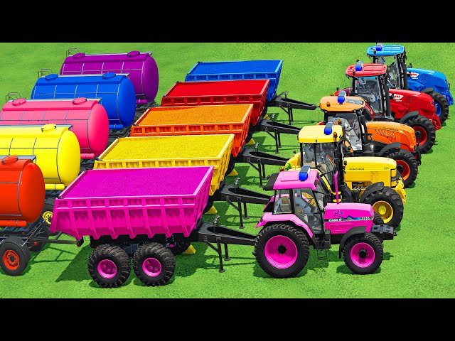 CLAAS & J. DEERE & McCORMICK & CASE TRANSPORT BATTLE WITH TRUCK and SUNFLOWER! Farming Simulator 22