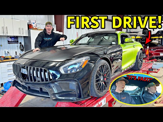 Rebuilding A Wrecked Mercedes AMG GTS....First Test Drive!!!
