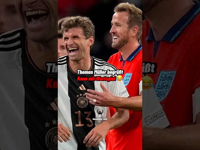 Thomas Müller begrüßt Kane mit Wortspiel 😂