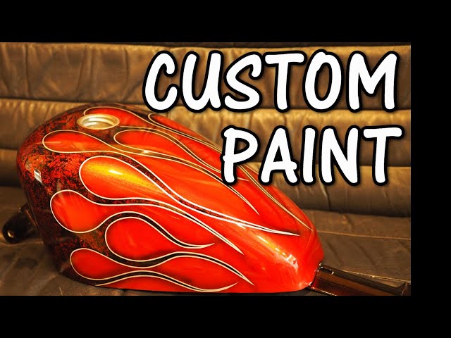 【Custom Paint】Cling wrap paint.Injection sportster tank. Flames and red candy colors.