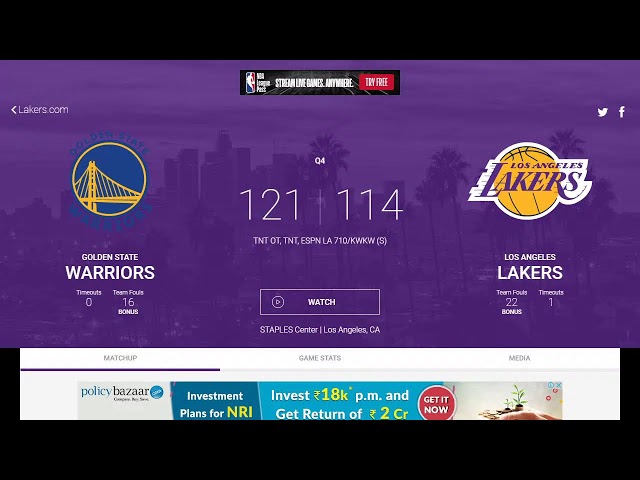 Golden State Warriors vs Los Angeles Lakers Scoreboard - LIVE