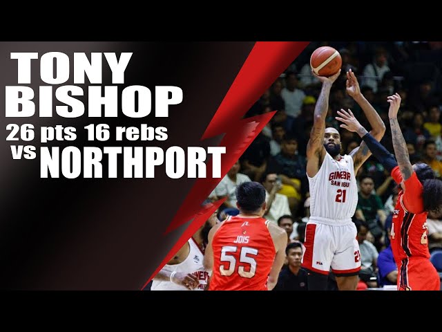 Tony Bishop Full Highlights 26 pts 16 rebs vs NorthPort Batang Pier | 1-07-2024