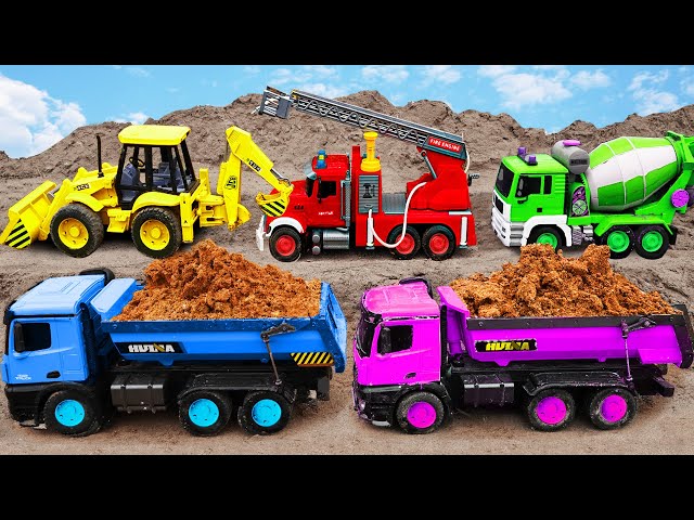 Cranes, bulldozers, excavators, fire trucks, rescue and wash concrete mixers - children's toys