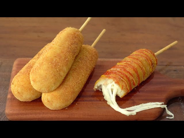 How to Make Cheese Potato Hot Dog :: Without Flour :: Korean Hot Dog :: Corn Dogs