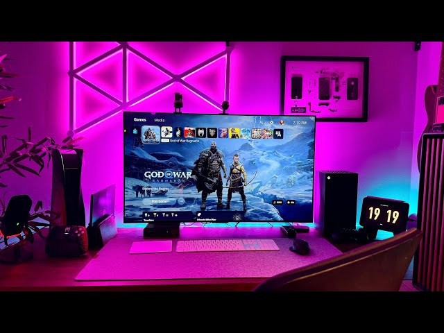 Ultimate PS5 Series X & Gaming PC Desk Setup - LG C3 OLED