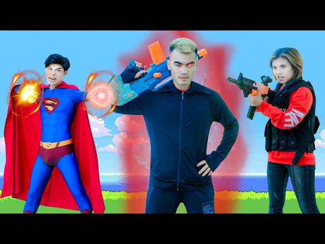 Xgirl Nerf Films Couple Superman In Real Life Vs Squad Man Nerf Guns Magic Battle