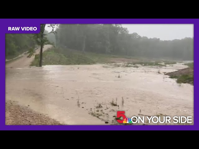 Raw video: Flooding seen in Sullivan, Missouri, as severe weather moves through the area
