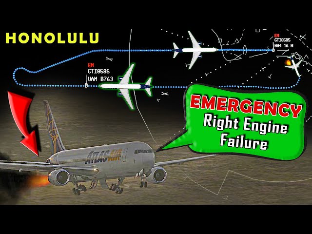 Atlas Air B767 has RIGHT ENGINE FIRE after takeoff | Emergency Return