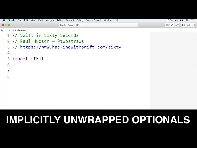 Implicitly unwrapped optionals – Swift in Sixty Seconds