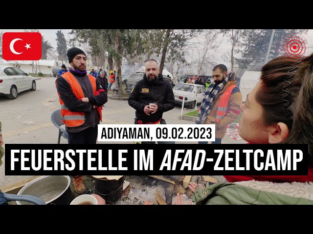 09.02.2023 #Adıyaman Feuer im AFAD-Zelt-Camp für #Erdbeben-Überlebende & Helfer in der #Türkei