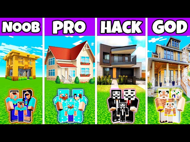 AMAZING RICH HOUSE BUILD CHALENGE - NOOB VS PRO VS HACKER VS GOD Minecraft