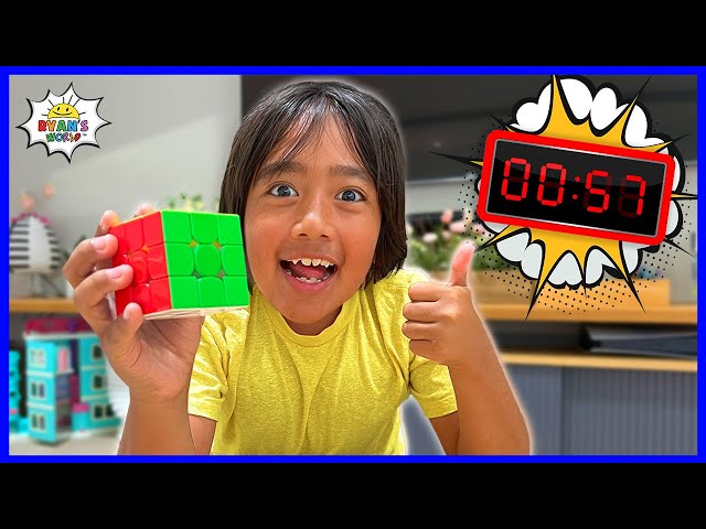 Ryan solved Rubik's Cube Under 1 mins Challenge!!