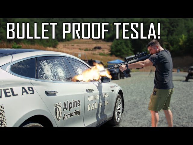 Shooting a BULLET PROOF Tesla! - Ballistic High-Speed
