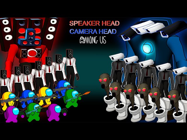 어몽어스 VS SKIBIDI TOILET, ELEMENTAL SPEAKER HEAD & CAMERA HEAD | Funny Among Us Animation