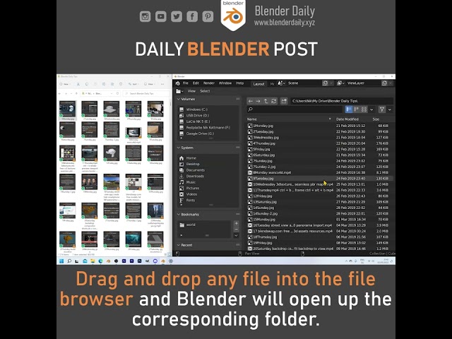 Quickly open a folder with Blender