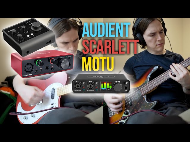 Focusrite Scarlett Solo (3rd Gen) vs Audient iD4 mk2 vs Motu M2 | Guitar and Bass Examples