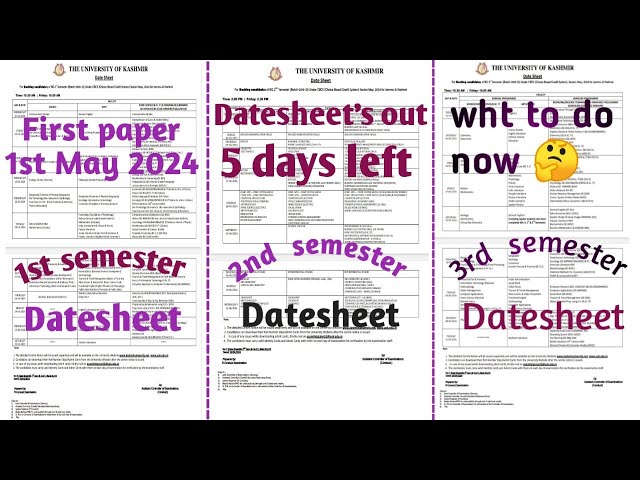 Datesheet's & important info |1st ,2nd, 3rd sem|4 days to go|Admit cards,Guess papers etc|Must watch