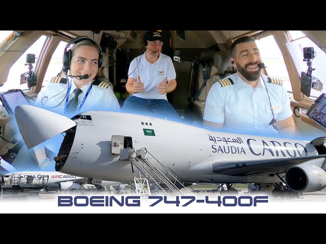 Pilot Natacha & Captain Giovanni: Saudia/ Air Atlanta B747 Cockpit Movie Liege-Jeddah [AIRCLIPS.com]
