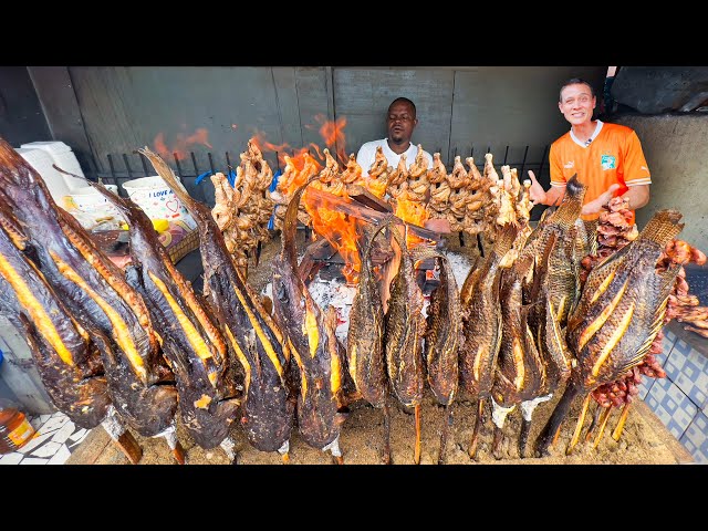 Street Food in Côte d’Ivoire!! 🇨🇮 Insane VERTICAL BBQ in Abidjan (West Africa)!!