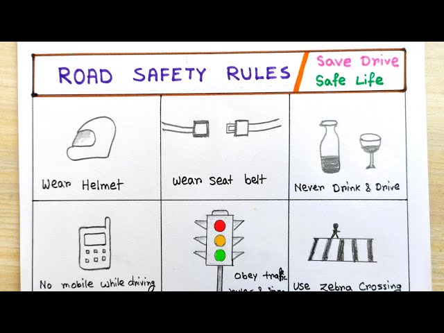 Road safety awareness drawing easy | Road safety traffic rule | How to draw safety poster