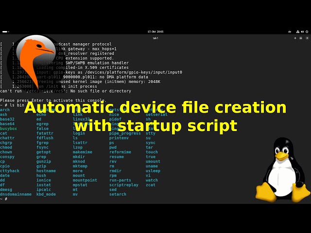 Automatic device file creation with a startup script