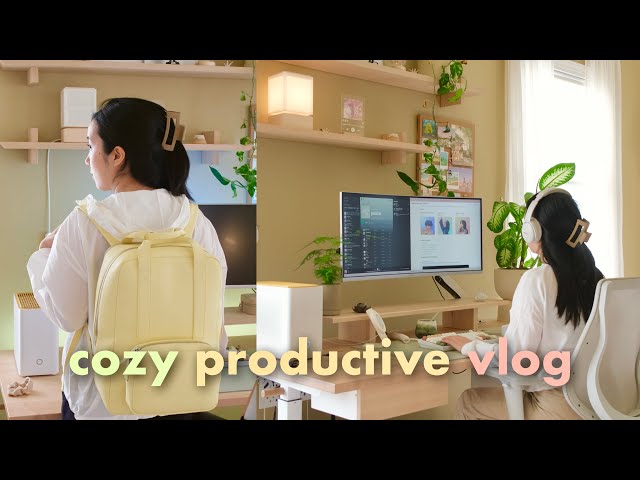 Cozy Productive Vlog | Working at Aesthetic Cafe, New Pergola, Pickleball, Desk Setup Giveaway ☀️