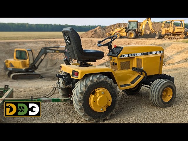 JD Garden Tractor Final Grades Backyard Pond Build Episode 5