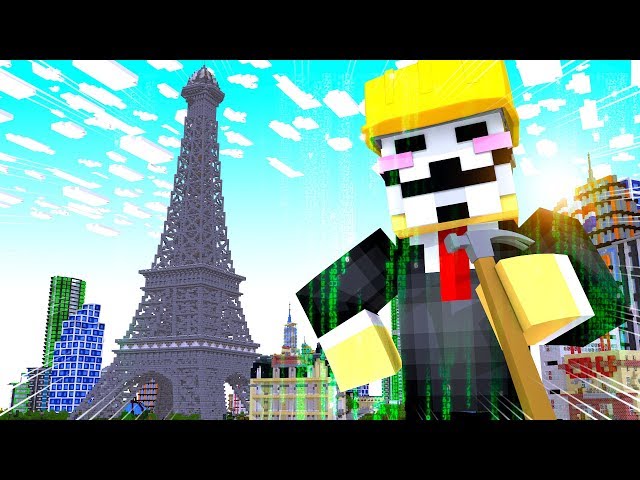 Minecraft - HACKER BUILDS THE EIFFEL TOWER! (NOOB vs PRO vs HACKER)