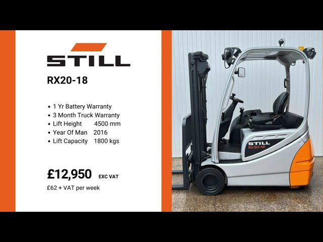 USED ELECTRIC STILL RX20-18 3 WHEEL FORKLIFT TRUCK  #5449