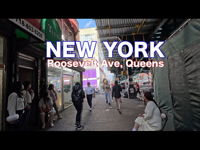 Street Life New York - Walking Roosevelt Avenue Queens NY 2024