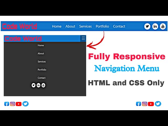Responsive Navigation Menu Bar Animation program using HTML and CSS  ||  #html  #css